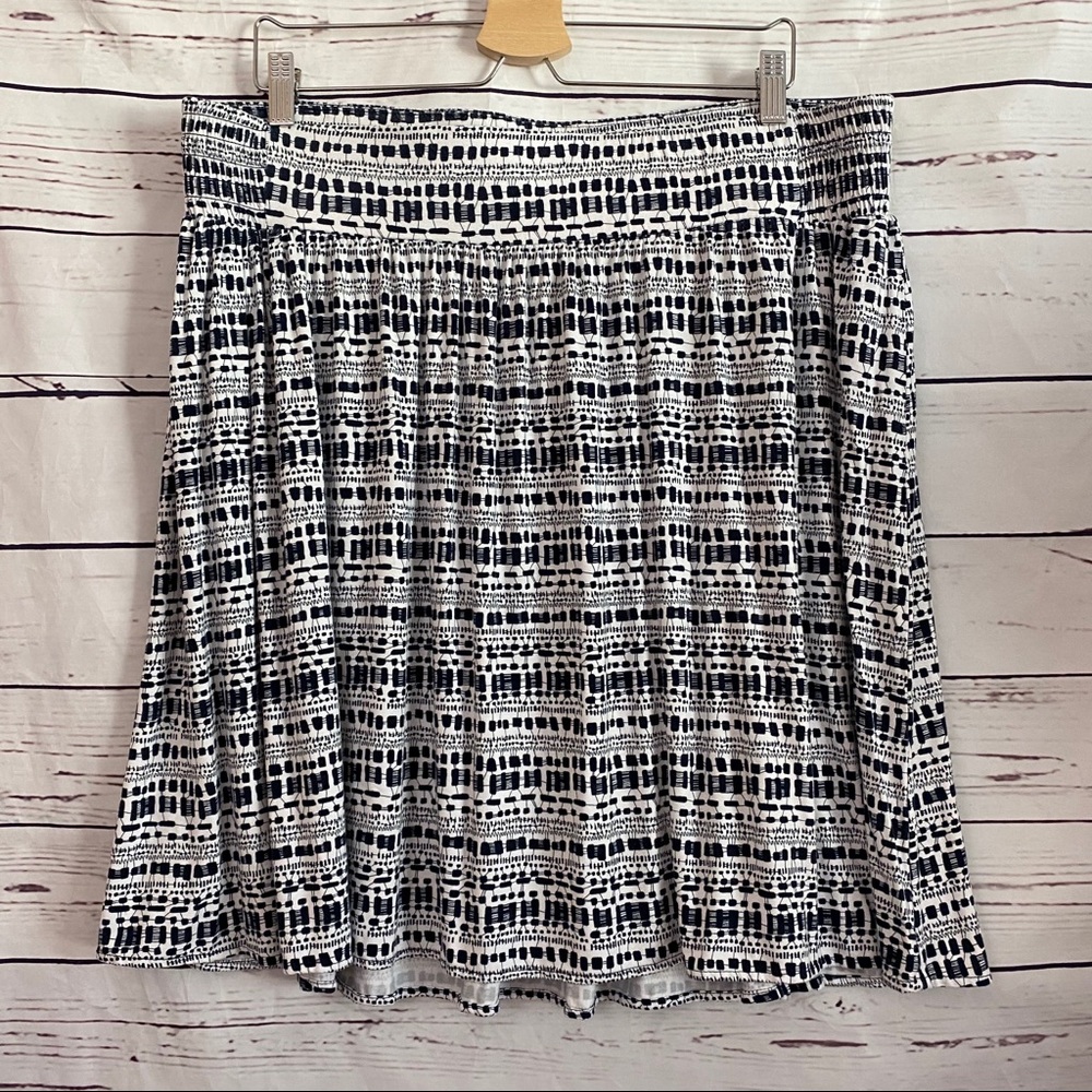 Lane Bryant Printed A-line Skirt Navy and White